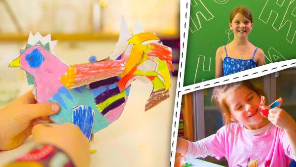 Bild 1 von 2: Hühner sind lustig! Kinder machen Witze und basteln Hühner.