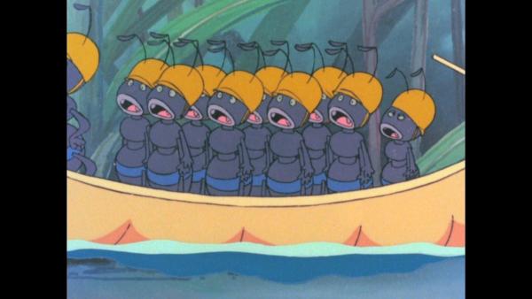 Bild 1 von 2: Die Ameisenarmee auf ihrem schwimmenden Blatt weiß nicht, wie sie an Land kommen soll.