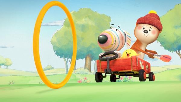 Bild 1 von 3: Im Spiel jagen Dylan (links), Bitsy (Mitte) und Ozzy (rechts) dem verlorenen Ring des Saturns hinterher.