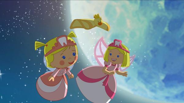 Bild 1 von 6: Zoé und QuackQuack mit einer echten Zahnfee