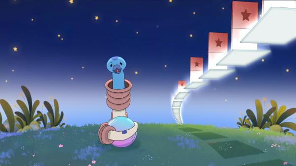 Bild 1 von 2: Die Schlange möchte die Murmel für sich haben.