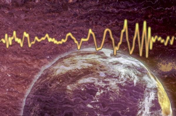 Bild 1 von 3: Die erste Gravitationswelle trifft 2015 im LIGO-Observatorium in den USA ein. Die Wissenschaftler haben sie hörbar gemacht.