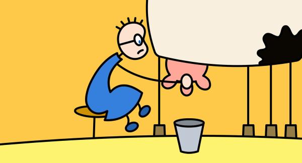 Bild 1 von 2: Die Kuh Luisa gibt keinen Tropfen Milch.