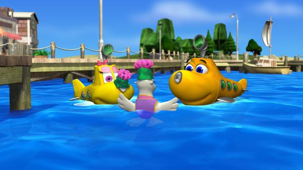 Bild 1 von 2: Bess und Timmy mit der Robbe Roberta