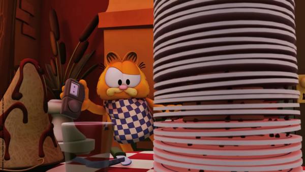 Bild 1 von 2: Garfield versucht die falsche Stimme zu identifizieren.