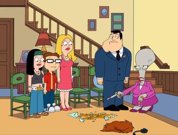 Bild 1 von 8: (v.l.n.r.) Hayley Smith; Steve Smith; Francine Smith; Stan Smith; Roger