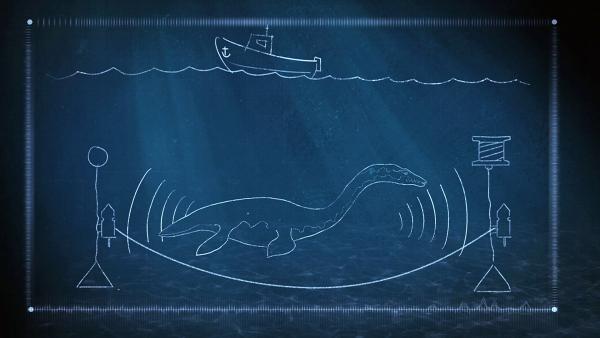 Bild 1 von 3: Was entspricht Wahrheit, was Fiktion? Seit Jahrhunderten ranken sich Mythen und Legenden um die Bewohner der Meere - das Ungeheuer von Loch Ness ist nur eines davon. Mit modernster Echolot-Technik, versuchen Biologen seine Existenz zu beweisen. (Animation)