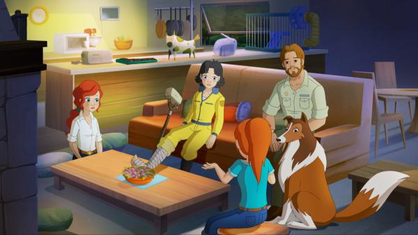 Bild 1 von 3: Nach all den aufregenden Abenteuern kann Zoé mit ihren Eltern endlich den Besuch von Tante Kim genießen.