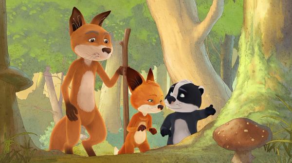 Bild 1 von 4: Opa Fuchs möchte Rosie und Fuchs erklären, wie man sich im Wald orientiert.