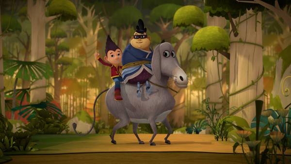 Bild 1 von 6: Tashi hat es geschafft, die Banditin mit einem Esel zu retten.