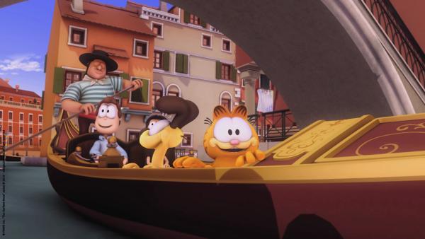 Bild 1 von 2: Garfield bei einer Gondelfahrt in Venedig