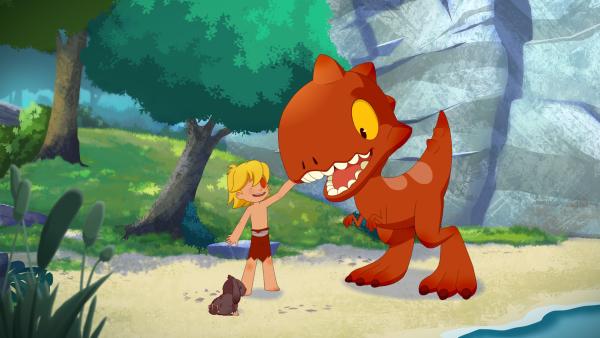 Bild 1 von 4: Als Tib in den Wald zu Tumtum geht, läuft ihm das Häschen nach.