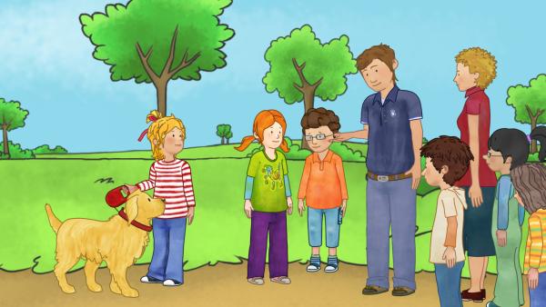 Bild 1 von 4: Hundetrainer Tom und seine Hündin Polly besuchen den Kindergarten.