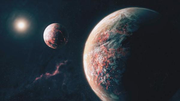 Bild 1 von 3: Forscher glauben, dass der Mond bei einer gigantischen Kollision der Erde mit einem kleineren Planeten namens Theia entstanden sei.