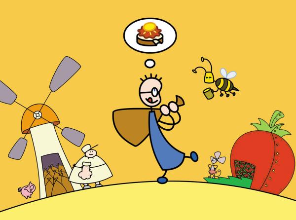 Bild 1 von 2: Tom träumt täglich von einem Erbeermarmeladebrot mit Honig.