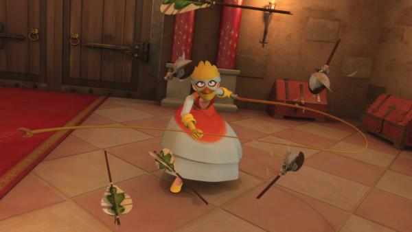 Bild 1 von 4: Lady Vogelfrei kämpft gegen Robins Pfeile.