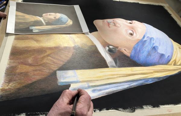 Bild 1 von 2: Die Zeichnung entsteht frei nach dem Barock-Bild \