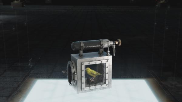 Bild 1 von 2: Dieser revolutionäre Hightech-Vogelkäfig wurde für den Bergbau entwickelt. Sobald das Bullauge am Käfig geöffnet wird, strömt Luft in das Gerät. Der Vogel atmet sie ein und wird ohnmächtig, falls gefährliche Gase in der Umgebung austreten. Dies diente als Warnung für die Arbeiter.