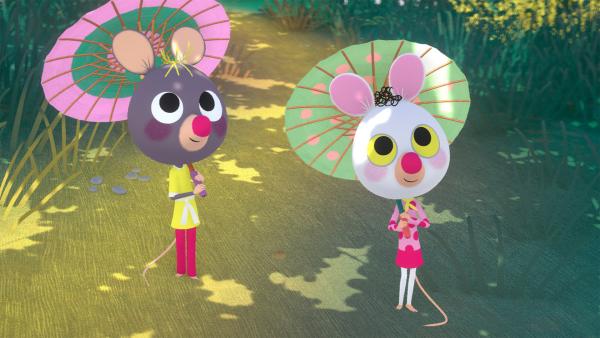 Bild 1 von 2: Puh, ist das heiß! Edmund, Luzie und die beiden Mäuse leiden unter der großen Hitze.