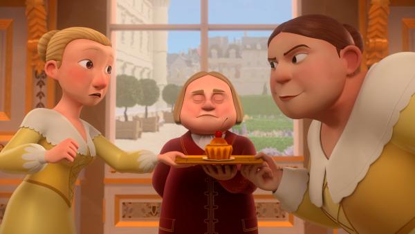 Bild 1 von 2: Gertrude (r.) versucht neue Gouvernante des Königs zu werden und die alte Gouvernante Constance (l.) auszustechen.