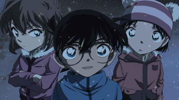 Bild 1 von 5: Während die Detective Boys das Schneefestival in Kitanosawa genießen, wird eine Leiche gefunden. Conan (M.) muss so schnell wie möglich herausfinden, wer der Mörder ist und worauf er es eigentlich abgesehen hat ...