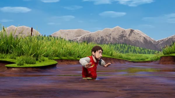 Bild 1 von 3: Bei der Suche nach dem Wildschwein ist Moose steckengeblieben.