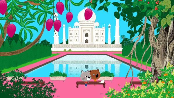 Bild 1 von 5: Mouk und Chavapa sind beim Taj Mahal angekommen.
