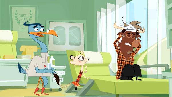 Bild 1 von 7: Hermione begleitet Sherlock Yack zu Dr. Schnabelmann, nachdem er umgehauen wurde.