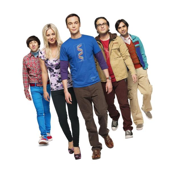 Bild 1 von 27: (7. Staffel) - Gute Freunde: Penny (Kaley Cuoco, 2.v.l.), Sheldon (Jim Parsons, M.), Rajesh (Kunal Nayyar, r.), Leonard (Johnny Galecki, 2.v.r.) und Howard (Simon Helberg, l.) ...