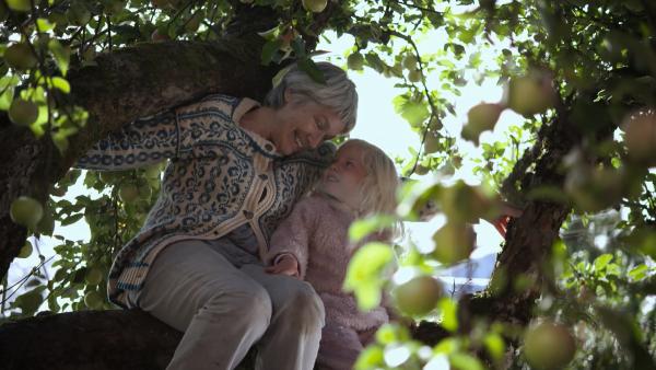 Bild 1 von 6: Oma klettert einfach zu Mara auf den Apfelbaum.