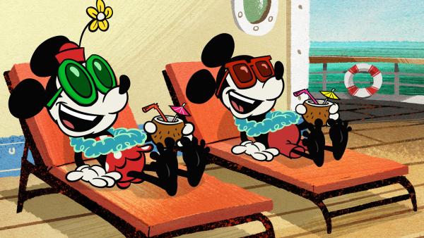 Bild 1 von 4: Mickys und Minnies entspannende Kreuzfahrt entpuppt sich als reiner Alptraum als sie gezwungen werden, an allen Aktivitäten teilzunehmen, die auf dem Schiff angeboten werden.