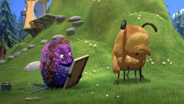 Bild 1 von 3: Eigentlich möchte Kiwi ein Portrait von Strit malen. Aber der kann einfach nicht lang genug still sitzen.