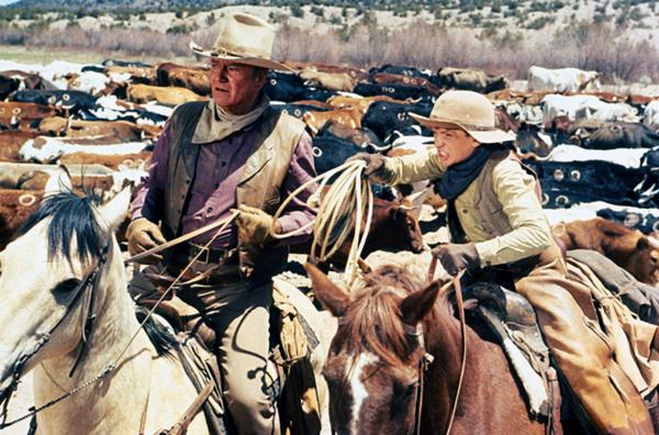 Bild 1 von 1: Der stotternde Junge Bob (Sean Kelly, re.) versucht, Wil Andersen (John Wayne, li.) vor einer drohenden Gefahr zu warnen.