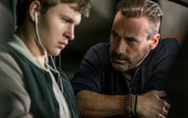 Bild 1 von 5: Buddy (JON HAMM) confronts Baby (ANSEL ELGORT) in TriStar Pictures' BABY DRIVER.