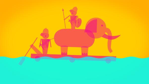 Bild 1 von 4: Kaum ein Trip ist so legendär, wie der des Kathagers Hannibal, der mit seinen Kriegselefanten über die Alpen zog, um Rom anzugreifen. Aber die Dickhäuter mussten auf diesem Trip nicht nur die Berge überwinden. Um Flüsse zu überqueren wurden für sie sogar extra Schwerlastflöße gebaut.