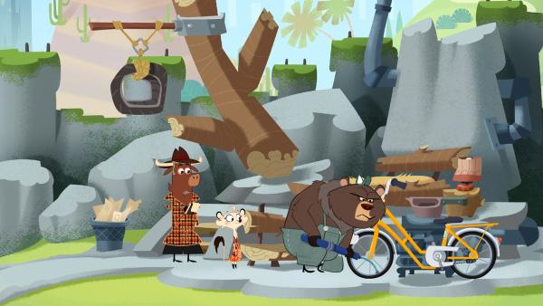 Bild 1 von 7: Sherlock Yack und Hermione befragen den Grizzly.