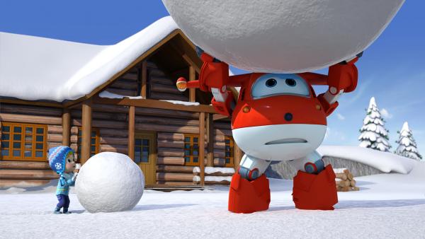 Bild 1 von 4: Stig und Jett wollen einen Riesenschneemann bauen.