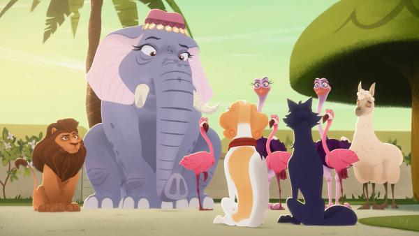 Bild 1 von 3: Belfort und Lupin warnen die aufgebrachten Tiere. Der König will die Menagerie schließen.