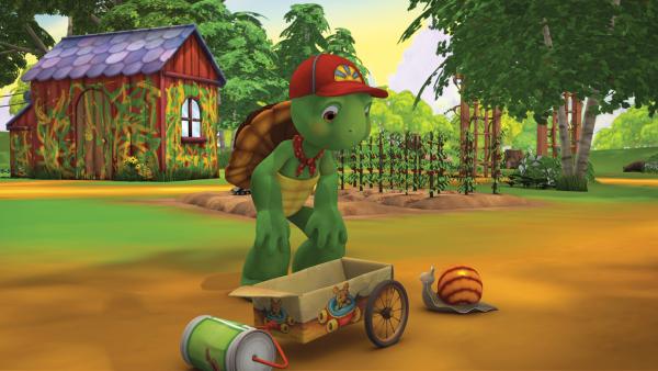 Bild 1 von 4: Statt mit seinen Freunden spielen zu können, wird Franklin von seinem Vater zur Tante geschickt, um ihr im Haus zu helfen.
© KiKA/Nelvana Limited/Infinite Frameworks Pte Ltd. - Honorarfreie Verwendung gemäß AGB im redaktionellen Zusammenhang mit genannter Sendung bei Nennung \