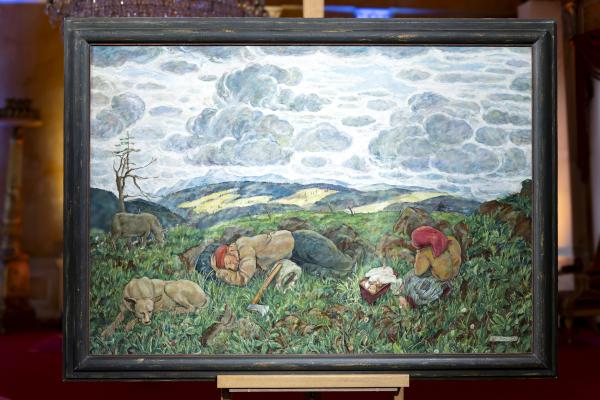 Bild 1 von 7: Die heilige Familie auf der Flucht, gemalt um 1917. Ein wertvolles Gemälde.