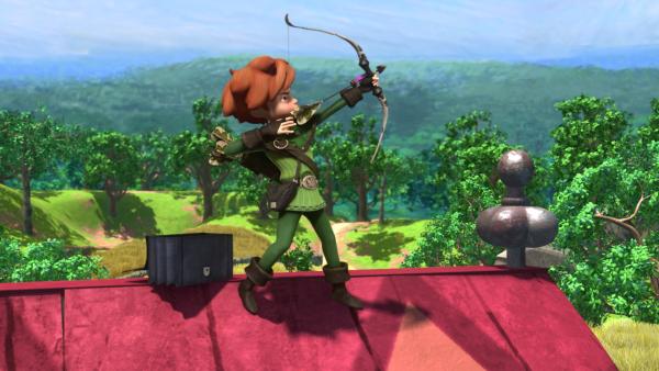 Bild 1 von 3: Robin Hood zielt mit seinem Pfeil und Bogen ganz genau.