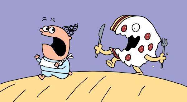 Bild 1 von 3: Trafalgar versucht in seinem Traum von einem bösen Kuchen gejagt, der ihn essen will.