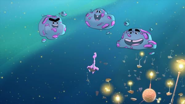 Bild 1 von 2: Die Spaßvögel-Asteroiden verteilen ihr Magma.
© WDR/2024 Method Animation - Honorarfreie Verwendung gemäß AGB im engen inhaltlichen redaktionellen Zusammenhang mit genannter Sendung bei Nennung \