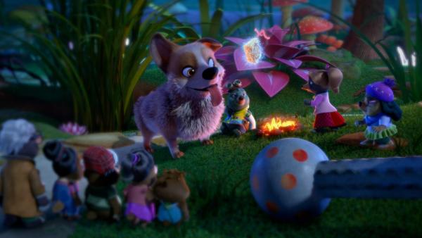 Bild 1 von 3: Ein sehr ungewöhnlicher Besuch, den Moley und die Einwohner von Maulwurfhausen von der großen Oberwelt erhalten haben.