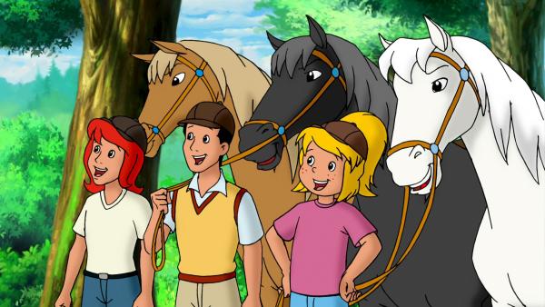 Bild 1 von 6: Bibi (r.), Tina (l.) und Alex (M.) haben die Pferde des Grafen gerettet.