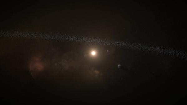 Bild 1 von 3: Der Kuipergürtel markiert den äußeren Rand unseres Sonnensystems. Er ist mindestens sechs Milliarden Kilometer von der Sonne entfernt.