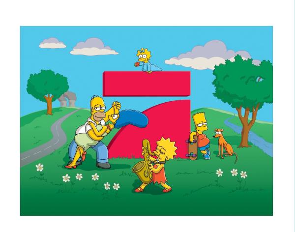 Bild 1 von 12: Die Simpsons - Folge 500: Homer (l.), Marge (2.v.l.), Lisa (vorne), Maggie (hinten) und Bart (r.) ...