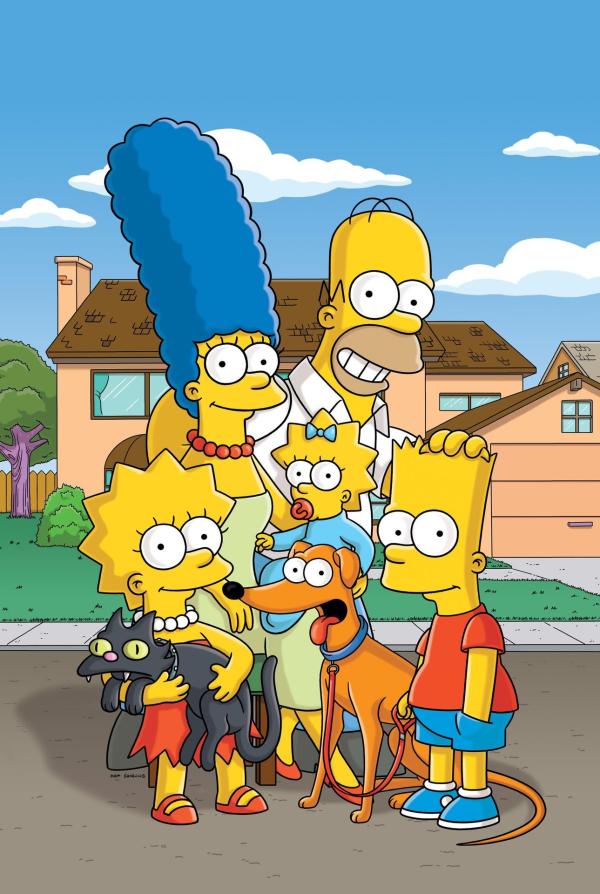 Bild 1 von 37: (27. Staffel) - Eine fast ganz normale Familie: Lisa (l.), Marge (2.v.l.), Maggie (M.), Homer (2.v.r.) und Bart (r.) ...