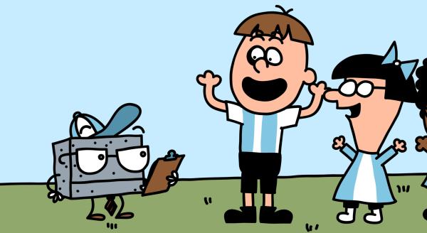 Bild 1 von 3: Herr Zement überbringt dem Team die gute Nachricht, dass er sie sponsorn möchte.