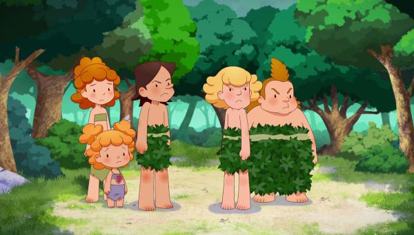 Bild 1 von 4: Lad, Nic und Nob stehen ohne ihre Lendenschürze da. Und auch Tara und Kori vermissen ihre Sachen.